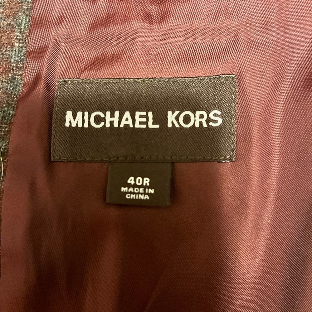 Michael Kors Checkered Pattern Wool Burgundy Gray… - image 2